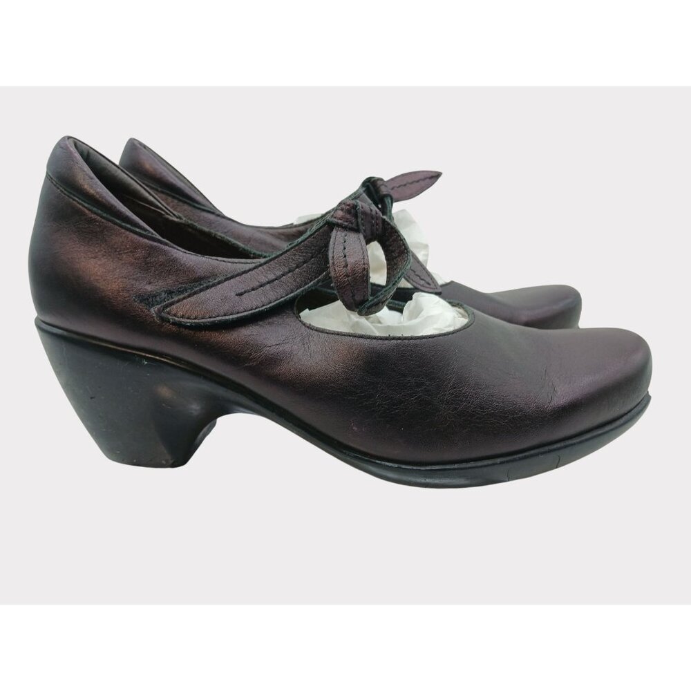 Naot Pleasure Mary Jane Wedge Black Shimmer US 10 EU 40 Leather Cork Bed